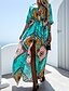 billige Uformelle kjoler-Dame Wrap-kjole Maxikjole Grønn Oransje Halvlange ermer Geometrisk mønster Vår Sommer Fritid 2021 S M L XL 2XL