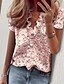 economico Super Sale-Per donna Blusa maglietta Di base Con orlo merletto Giornaliero Liscio Corte A V Estate Standard Khaki chiaro. Bianco Rosa Blu Arancione