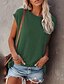 cheap T-Shirts-women&#039;s casual cap sleeve shirts summer loose solid color basic tee tops with pocket dark gray