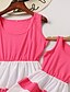 cheap New Arrivals-Mommy and Me Dresses Daily Wear Solid Color Patchwork Black Dark Pink Above Knee Sleeveless Daily Matching Outfits / Summer