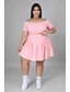 cheap Plus Size Tops-Women&#039;s Plus Size Solid Color Two Piece Dress Wide collar Short Sleeve Casual Sexy Spring Summer Causal Daily Short Mini Dress Dress / Skinny