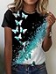 abordables Hauts les plus vendus-Femme T shirt Tee Animal Bloc de couleur Papillon du quotidien Fin de semaine Noir Jaune Violet Imprimer Manche Courte basique Col Rond Standard