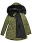 cheap Women&#039;s Coats &amp; Jackets-Women&#039;s Plus Size Parka Zipper Pocket Plain Going out Shirt Collar Long Sleeve Fall Winter Long Green Black Gray XL XXL 3XL