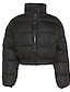 cheap Coats &amp; Trench Coats-Women&#039;s Puffer Jacket Quilted Sporty Casual Sport Daily Coat Short Polyester Black Blue Zipper Fall Winter Stand Collar Regular Fit S M L / Warm / Solid Color
