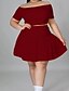 cheap Plus Size Tops-Women&#039;s Plus Size Solid Color Two Piece Dress Wide collar Short Sleeve Casual Sexy Spring Summer Causal Daily Short Mini Dress Dress / Skinny