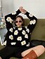 cheap Sweaters-Women&#039;s Sweater Daisy Embroidery Stylish St. Patrick&#039;s Day Long Sleeve Loose Sweater Cardigans Fall Spring Crew Neck Green Black