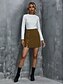 cheap Women&#039;s Clothing-Women&#039;s Vintage Streetwear Skirts Daily Date Solid Colored Corduroy Rivet Wine Khaki Green S M L