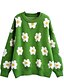 billige Sweaters-Dame Bluse Daisy Broderi Stilfuld St. Patrick&#039;S Dag Langærmet Løstsiddende Sweater Cardigans Efterår Forår Rund hals Grøn Sort
