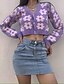 cheap Cardigans-Women&#039;s Cardigan Sweater Flower Sweet Style Long Sleeve Sweater Cardigans V Neck Purple / Holiday