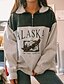 cheap Hoodies &amp; Sweatshirts-Women&#039;s Pullover Zip Sweatshirt Zipper Fuzzy Sherpa Fleece Teddy Alphabet green Green Blue Long Sleeve S M L XL XXL