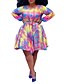 cheap Plus Size Dresses-Women&#039;s Plus Size Abstract Sheath Dress Round Neck Long Sleeve Boho Fall Knee Length Dress Dress