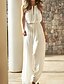 cheap Women&#039;s Jumpsuits-Women&#039;s Jumpsuit Solid Color Casual Casual Daily Sleeveless Regular Fit White S M L Summer / High Waist / Loose