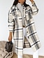 cheap Coats &amp; Trench Coats-Women&#039;s Long Pea Coat Winter Plaid Shacket Jacket Trench Coat Fall Single Breasted Stand Collar Over Coat Black Gray Basic Essential Going out Loose S M L XL XXL / Winter