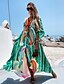 cheap Maxi Dresses-Women&#039;s Maxi long Dress Swing Dress Green Blue Pink Orange Half Sleeve Print Floral V Neck Summer Boho Batwing Sleeve 2022 Loose S M L XL XXL / 3D Print