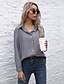 cheap Tops &amp; Blouses-Women&#039;s Blouse Shirt Striped Shirt Collar Pocket Button Basic Streetwear Tops Dark Gray