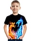 abordables T-shirts et chemises pour garçons-T-shirt Tee-shirts Garçon Enfants Manches Courtes Dragon Impression 3D Graphique Flamme Animal Bleu Enfants Hauts Eté Actif Nouveauté Chic de Rue Pâques 3-12 ans