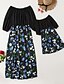 abordables New Arrivals-Maman et moi Robes Floral Patchwork Bleu Rose Claire Maxi Manches 3/4 du quotidien Tenues assorties / Imprimer