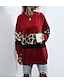 billige Dametøj-Dame Vanlig Farveblok Leopard bluse Basale Lang Længde Hættetrøjer Sweatshirts Vin