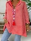 economico Tops &amp; Blouses-Per donna Blusa Camicia A pois Manica lunga Colletto Essenziale Top Blu Rosso Giallo