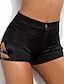 cheap Bottoms-Women&#039;s Sexy Streetwear Novelty Cut Out Ripped Shorts Hot Pants Short Pants Micro-elastic Casual Valentine&#039;s Day Cotton Blend Plain Mid Waist Comfort Skinny Black S M L