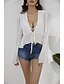 cheap Women&#039;s Clothing-LITB Basic Women&#039;s Loose Sleeve Deep V Neck Blouse Tie Front Shirt Solid Color Daily Wear
