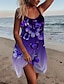 cheap Casual Dresses-Women&#039;s Short Mini Dress Strap Dress Blue Purple Sleeveless Print Butterfly Animal Round Neck Summer Casual Boom Sale Dress Regular Fit S M L XL XXL 3XL