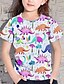 billige T-shirts &amp; Bluser til Piger-Børn Pige T-shirt Kortærmet Hvid 3D-udskrivning Dinosaurus Trykt mønster Dyr Dagligdagstøj Aktiv 4-12 år / Sommer