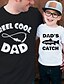 abordables New Arrivals-Papa et moi T-shirt Hauts Graphic Imprimer Blanche Noir Manches Courtes 3D effet du quotidien Tenues assorties / Eté
