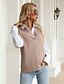 cheap Sweaters-Women&#039;s Sweater Vest Jumper Knit Knitted V Neck Solid Color Daily Weekend Casual Fall Winter Khaki S M L / Sleeveless / Regular Fit / Sleeveless
