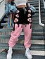 cheap Bottoms-Women&#039;s Streetwear Sweatpants Elastic Drawstring Design Print Jogger Full Length Pants Micro-elastic Halloween Weekend Color Block Skull Mid Waist Comfort Blue Purple Blushing Pink Orange Red S M L
