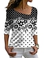abordables T-shirts-Mujer Camiseta Tema Floral Pintura Floral A Lunares Bloque de color Escote en Pico Estampado Básico Tops Negro / Impresión 3D