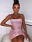 cheap Party Dresses-Women&#039;s Party Dress Homecoming Dress Bodycon Mini Dress Light Green Pink Pure Color Sleeveless Winter Fall Spring Ruched Hot Spaghetti Strap Slim Birthday Date Summer Dress 2023 S M L XL XXL