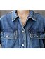 cheap Jackets-Women&#039;s Denim Jacket Fall Spring Casual Daily Regular Coat Shirt Collar Fashion Loose Basic Casual Jacket Long Sleeve Tassel Fringe Solid Colored Blue