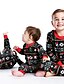 preiswerte Familien-Look-Sets-Familie Pyjamas Weihnachtsmann Bedruckt Schwarz Langarm Aktiv Passende Outfits