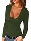 cheap Super Sale-Women&#039;s Basic U-Neck Long Sleeve Slim T-Shirt