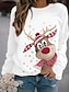 billige Christmas Sweater-Dame Plusstørrelser Hattetrøje Sweatshirt Rensdyr Rudolph Julegaver Jul Hættetrøjer Sweatshirts Løstsiddende Hvid