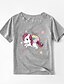 preiswerte T-Shirts &amp; Blusen für Mädchen-Kinder Mädchen T-Shirt Kurzarm Rosa Wein Armeegrün Heißprägen Karikatur Einhorn Buchstabe Outdoor Baumwolle Grundlegend nette Art 2-8 Jahre / Sommer