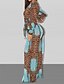 cheap Jumpsuits &amp; Rompers-Women&#039;s Boho Lace up Blue Beige Jumpsuit Leopard Chiffon
