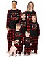 cheap New Arrivals-Family Look Christmas Pajamas Christmas Gifts Plaid Letter Patchwork Black Gray Long Sleeve Adorable Matching Outfits / Fall / Winter / Print