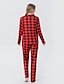 billige Sæt med tøj til hele familien-Familie udseende Pyjamas Bomuld Ternet Hjem Mørkerød Langærmet Ferie Matchende outfits