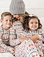 billige Stilsett til familien-Familiestil Pyjamas Rådyr Trykt mønster Hvit Langermet Mamma og meg antrekk Aktiv Matchende antrekk
