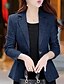 preiswerte Women&#039;s Coats &amp; Jackets-Damen Blazer Einfarbig Basic Langarm Mantel Täglich Herbst Frühling Standard Jacken Blau / Übergröße