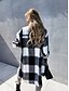 cheap Coats &amp; Trench Coats-Women&#039;s Coat Modern Style Casual Shacket Casual Daily Coat Regular Cotton Black And White Zipper Fall Winter Shirt Collar 2022 Standard Fit S M L XL XXL / Plaid / Check