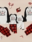 cheap New Arrivals-Family Look Pajamas Christmas Gifts Plaid Deer Letter Patchwork White Long Sleeve Daily Matching Outfits / Fall / Winter / Cute / Print