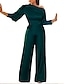 cheap Jumpsuits &amp; Rompers-Women&#039;s Jumpsuit Solid Color Streetwear One Shoulder Wide Leg Casual Daily Wear Long Sleeve Regular Fit Green Blue White S M L Fall / High Waist