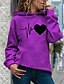 cheap Hoodies &amp; Sweatshirts-Women&#039;s Heart Hoodie Pullover Daily Casual Hoodies Sweatshirts  Purple Yellow Blushing Pink