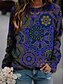 preiswerte Kapuzenjacken &amp; Sweatshirts-Damen Blumen Grafik Kapuzenshirt Pullover Täglich Grundlegend Alltag Kapuzenpullover Sweatshirts Purpur Gelb Grün / Mikro-elastisch