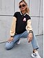 cheap Coats &amp; Trench Coats-Women&#039;s Jacket Fall Winter Sport Daily Regular Coat Adjustable Slim Sporty Casual Jacket Long Sleeve Patchwork Solid Color Black