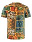 billige Men&#039;s-Herre T-Shirts T-shirt Skjorte Grafisk Gitter Tribal 3D-udskrivning Rund hals Afslappet Daglig Kortærmet Snørelukning Toppe Letvægt Slim Pasform Stor og høj Orange