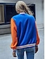 cheap Coats &amp; Trench Coats-Women&#039;s Jacket Fall Winter Sport Daily Regular Coat Adjustable Slim Sporty Casual Jacket Long Sleeve Patchwork Solid Color Blue